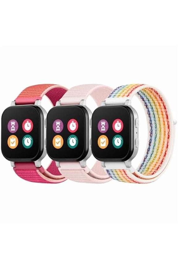3 Pack Kids Nylon Bands Compatible with Gizmo Watch 3 2 1/Gabb Watch 3e 3 2 1/Sync UP Watch/Cosmo Jr Track Watch, 20mm Hook & Loop Soft Breathable Watch Band Replacement for Boys & Girls