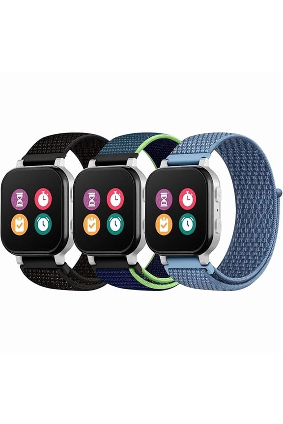 Kids Nylon Watch Bands (3 - Pack) - 20mm Hook & Loop, Breathable, Compatible with Gizmo, Gabb, Sync UP & Cosmo Jr Watches, for Boys & Girls' Daily Wear