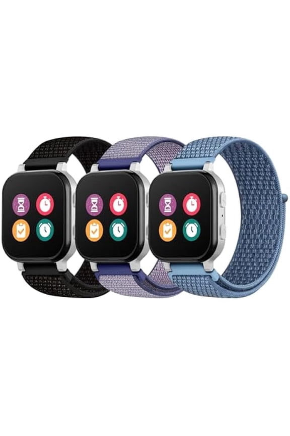 3 Pack Kids Nylon Bands Compatible with Gizmo Watch 3 2 1/Gabb Watch 3e 3 2 1/Sync UP Watch/Cosmo Jr Track Watch, 20mm Hook & Loop Soft Breathable Watch Band Replacement for Boys & Girls