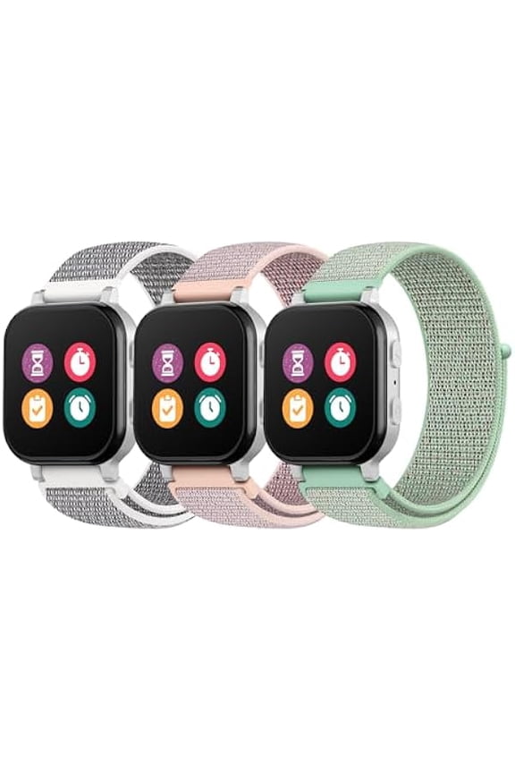 3 Pack Kids Nylon Bands Compatible with Gizmo Watch 3 2 1/Gabb Watch 3e 3 2 1/Sync UP Watch/Cosmo Jr Track Watch, 20mm Hook & Loop Soft Breathable Watch Band Replacement for Boys & Girls