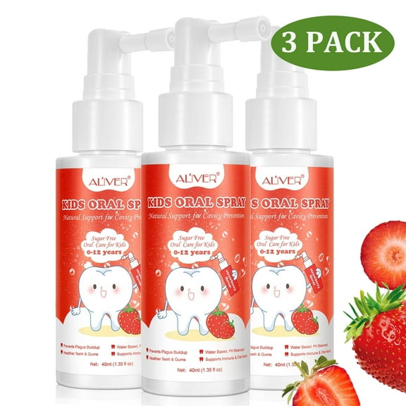 3 Pack Oral Spray for Boys Girls,Mouth Wash for Little Smiles,Mouth Spray Cavity Prevention,Easy Dental Care Day and Night, Xylitol Strawberry Flavor,Fluoride Free