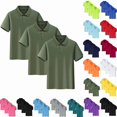 thumbnail image 1 of 3 Pack Kids Polos School Uniform Tops Boys Girls Casual Short Sleeve Summer Outdoor Sports T-Shirt Teen Kids Clothes Pink,5-6 Years, 1 of 6