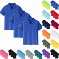 thumbnail image 1 of 3 Pack Kids Polos School Uniform Tops Boys Girls Casual Short Sleeve Summer Outdoor Sports T-Shirt Teen Kids Clothes Royal Blue,7-8 Years, 1 of 6