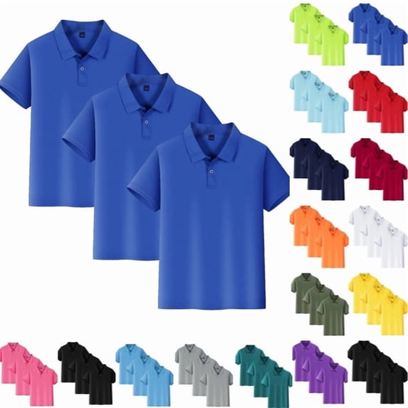 3 Pack Kids Polos School Uniform Tops Boys Girls Casual Short Sleeve Summer Outdoor Sports T-Shirt Teen Kids Clothes Royal Blue,7-8 Years