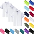 thumbnail image 1 of 3 Pack Kids Polos School Uniform Tops Boys Girls Casual Short Sleeve Summer Outdoor Sports T-Shirt Teen Kids Clothes White,7-8 Years, 1 of 6