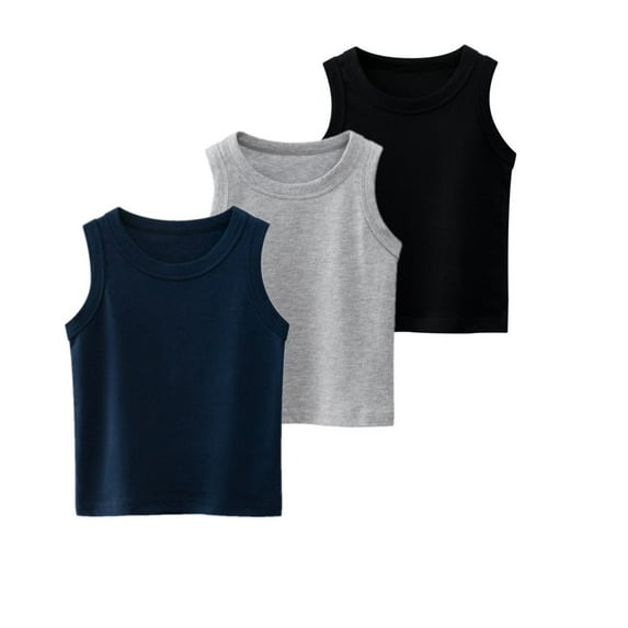 3 Pack Kids Solid Candy Colors Soft Camisole Undershirts Cotton Camis Sleeveless Tees Tops For Toddler Little Girls Boys 1-9 Years
