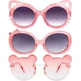 thumbnail image 1 of 3 Pack Kids Sunglasses for Girls, Cute Pink Cat Bow Bear Frame Cartoon UV400 Glasses, Toddler Sunglasses for Ages 3-12 Years, 1 of 7