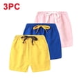 thumbnail image 1 of 3-Pack Kids Toddler Girls' Summer Shorts Elastic Waistband Pull On Stretchy Playwear with Drawstring Detail Breathable Active Lounge Running Basic Multipack Set, 1 of 9