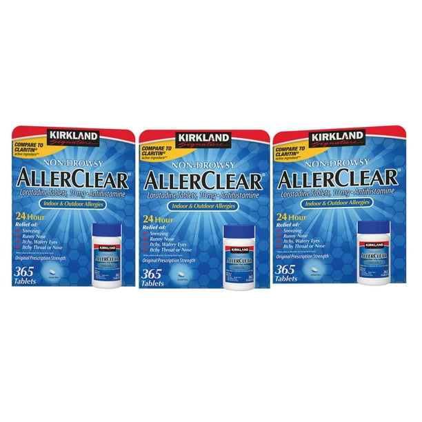 3 Pack Kirkland Signature NonDrowsy AllerClear Antihistamine 10mg