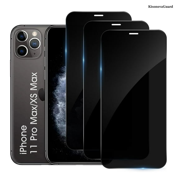 [3 Pack] KisonovaGuard Compatible with iPhone 11 Pro Max / iPhone Xs Max Privacy Screen Protector [6.5 Inch], Tempered Glass, Scratch-proof, Bubble Free, Ultra Resistant [9H Hardness]