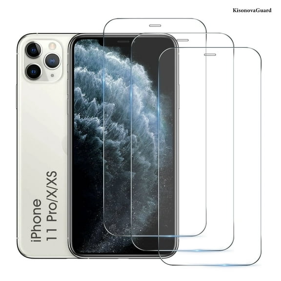 [3 Pack] KisonovaGuard Compatible with iPhone 11 Pro / iPhone Xs / iPhone X Screen Protector [5.8 Inch], Tempered Glass,Case Friendly Scratch-proof, Bubble Free, Ultra Resistant Clear