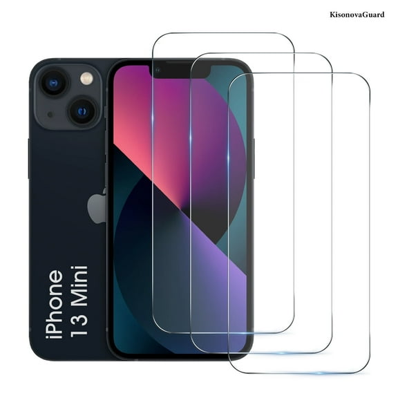 [3 Pack] KisonovaGuard Compatible with iPhone 13 mini Screen Protector [5.4 Inch], Tempered Glass,Case Friendly Scratch-proof, Bubble Free, Ultra Resistant Clear