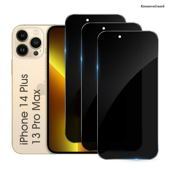 [3 Pack] KisonovaGuard Compatible with iPhone 14 Plus / iPhone 13 Pro Max Privacy Screen Protector [6.7 Inch], Tempered Glass, Scratch-proof, Bubble Free, Ultra Resistant [9H Hardness]