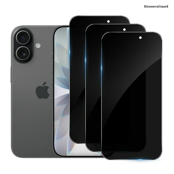 [3 Pack] KisonovaGuard Compatible with iPhone 16 Pro Privacy Screen Protector [6.3 Inch], Tempered Glass, Scratch-proof, Bubble Free, Ultra Resistant [9H Hardness]