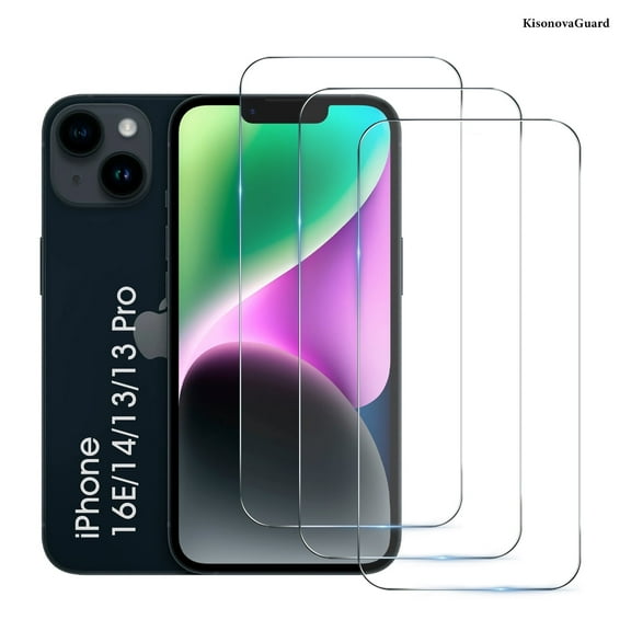 [3 Pack] KisonovaGuard Compatible with iPhone 16e / iPhone 14 / iPhone 13 / iPhone 13 Pro Screen Protector [6.1 Inch], Tempered Glass,Case Friendly Scratch-proof, Bubble Free, Ultra Resistant Clear