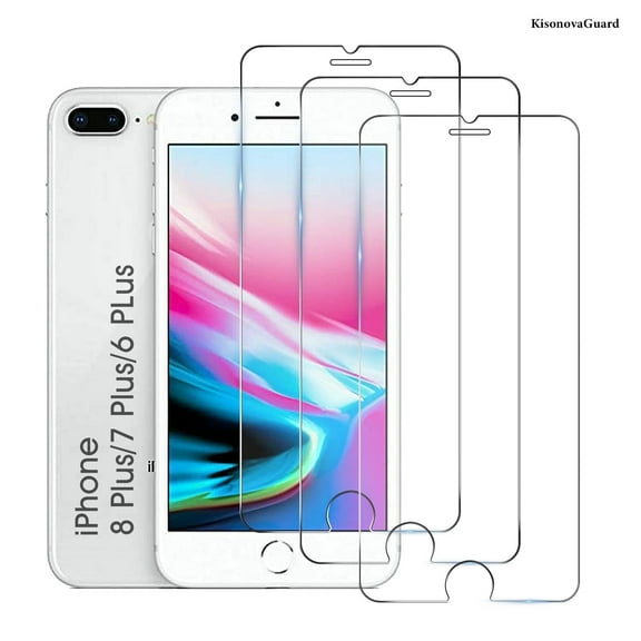 [3 Pack] KisonovaGuard Compatible with iPhone 8 Plus/7 Plus/6s Plus/6 Plus Screen Protector [5.5 Inch], Tempered Glass,Case Friendly Scratch-proof, Bubble Free, Ultra Resistant Clear