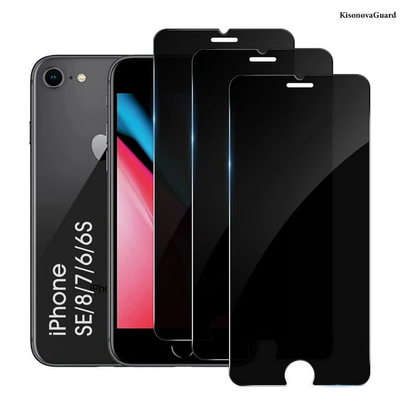 [3 Pack] KisonovaGuard Compatible with iPhone SE 3/2 (2022/2020 Edition) / iPhone 8 / iPhone 7 / 6s / 6 Privacy Screen Protector [4.7 Inch], Tempered Glass, Scratch-proof, Bubble Free, [9H Hardness]