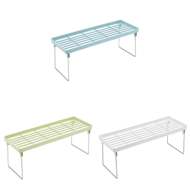 3 Pack Kitchen Cabinet Shelf Counter Organizer Rack Pantry Storage, Bathroom Bedroom Office Table Desk Space Saving Steel Frame Stackable Rust Resistant Non Slip Multicolor