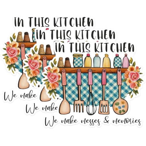 (3 Pack) Kitchen Messes Memories Decals - Cooking Decor - Kitchen Wall Decal - 3 Inches On Longest Side - Easy Peel & Apply - Made in USA - 3MCS1771