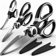 thumbnail image 1 of 3-Pack Kitchen Scissors Set – Heavy Duty Stainless Steel Shears for Cutting Meat, Poultry, Fish, and Vegetables – Multipurpose Cooking Scissors, Dishwasher Safe, 1 of 8