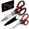 thumbnail image 1 of 3-Pack Kitchen Scissors Set – Heavy Duty Stainless Steel Shears for Cutting Meat, Poultry, Fish, and Vegetables – Multipurpose Cooking Scissors, Dishwasher Safe, 1 of 4