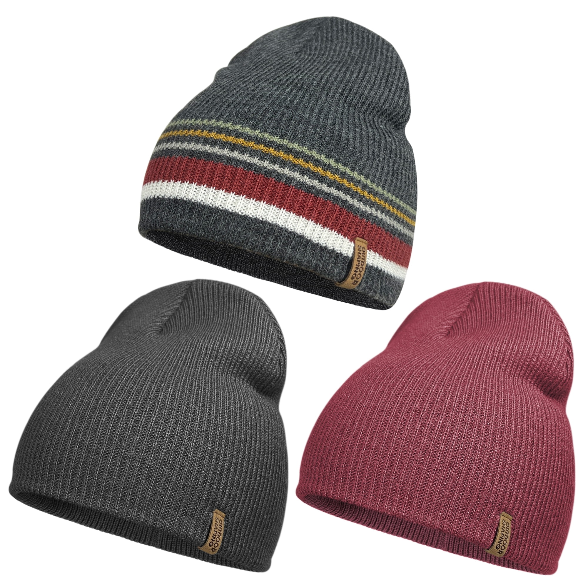 3-Pack Knit Beanie Hats for Men & Women – Soft Warm Winter  display picture 3