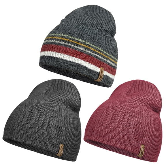 3-Pack Knit Beanie Hats for Men & Women – Soft Warm Winter Beanies, Stretchy Casual Daily Style, One Size Fits Most