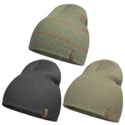 3-Pack Knit Beanie Hats for Men & Women   Soft Warm Winter Beanies, Stretchy Casual Daily Style, One Size Fits Most