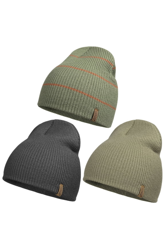 3-Pack Knit Beanie Hats for Men & Women – Soft Warm Winter Beanies, Stretchy Casual Daily Style, One Size Fits Most