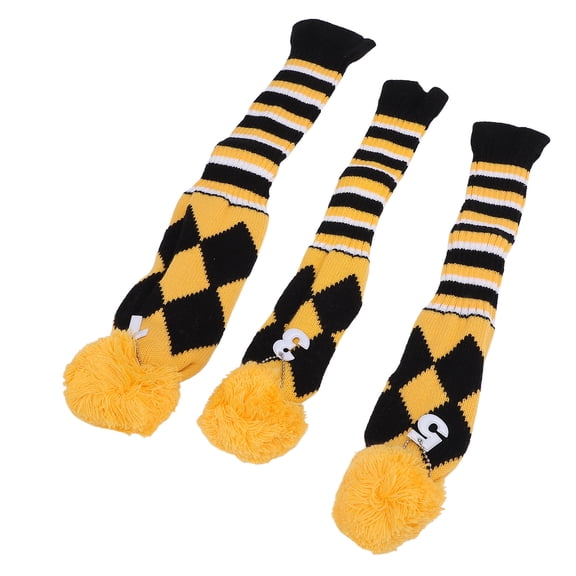 3-Pack Knitted Headcovers with Pom Poms, Protective Club Protectors for Travel 3PCS Pom