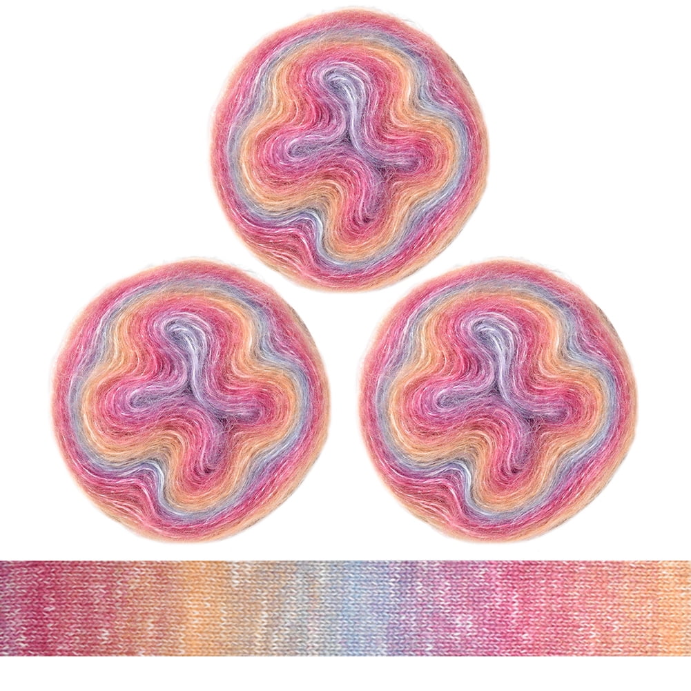 3 Pack Knitting Yarn Wool Luxurious Warm-Toned Gradient Mohair Yarn ...