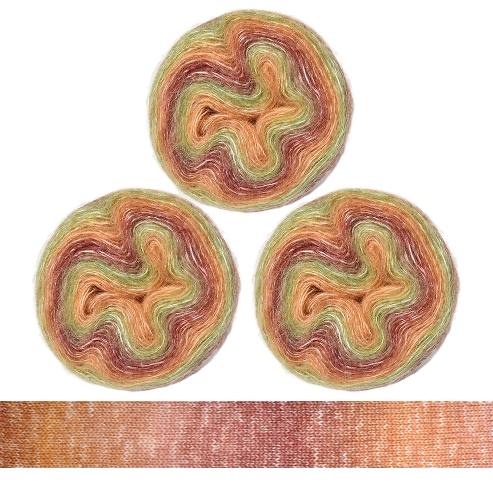 3 Pack Knitting Yarn Wool Luxurious Warm-Toned Gradient Mohair Yarn ...