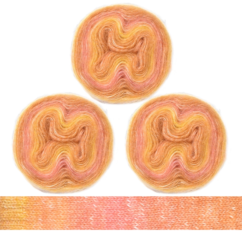 3 Pack Knitting Yarn Wool Luxurious Warm-Toned Gradient Mohair Yarn ...