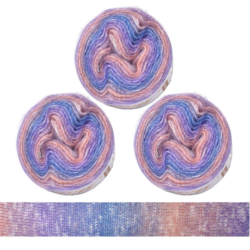 3 Pack Knitting Yarn Wool Luxurious Warm-Toned Gradient Mohair Yarn ...