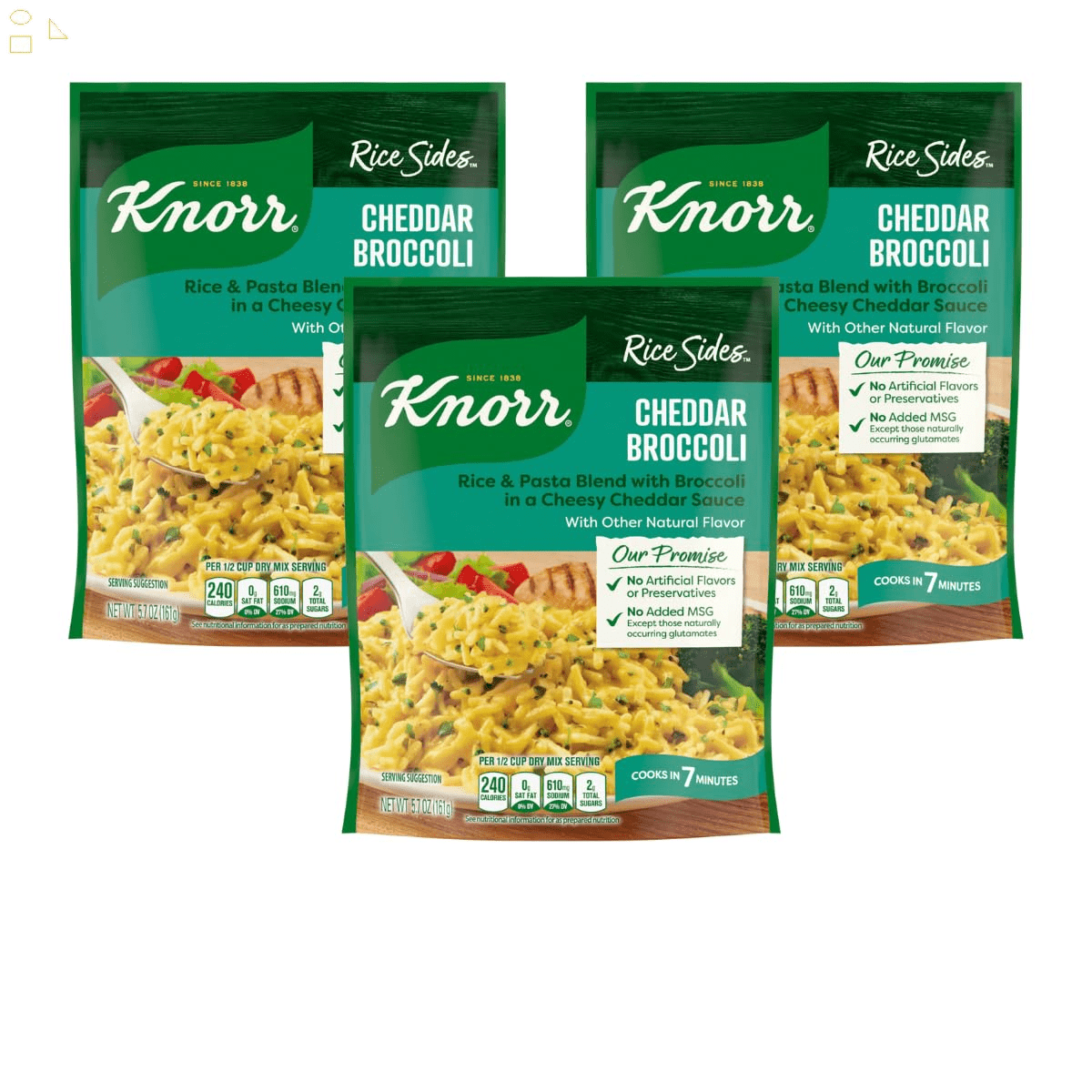 3 Pack Knorr Rice Cheddar Broccoli Rice Sides with Long Grain Rice No ...