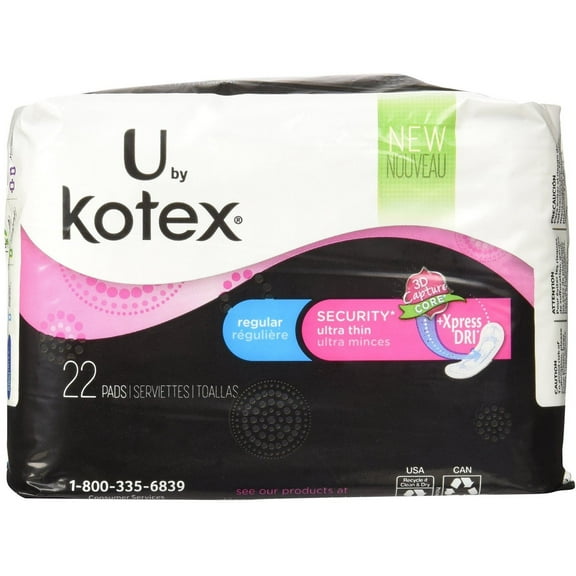 3 Pack - Kotex Ultra Thin Pads Regular Unscented 22 Each
