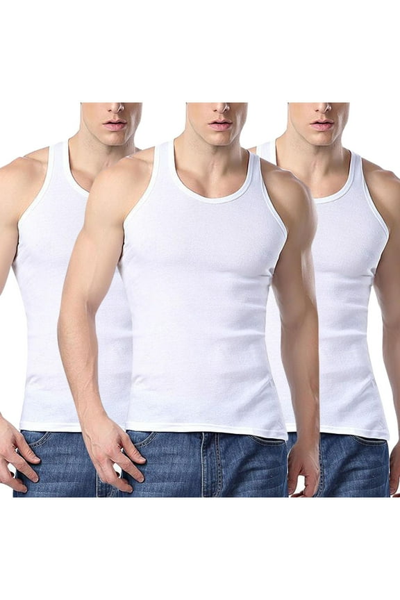 3 Pack L-4XL Tank Tops for Men Plus Size Big & Tall Sleeveless Crewneck T Shirts Stretchy Slim Pullover Loungewear Workout Undershirts Tees