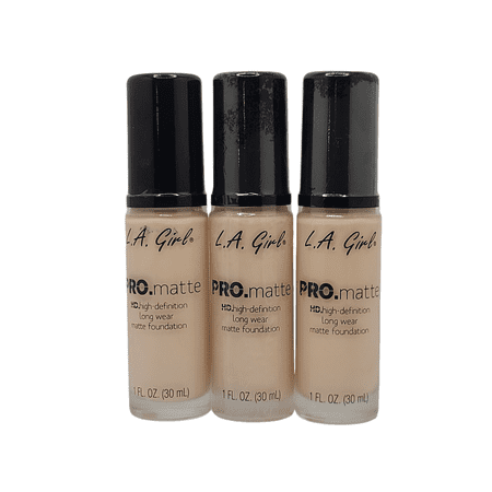 3 Pack L.A. Girl Pro Matte HD Long Wear Foundation GLM671 Ivory 1 oz