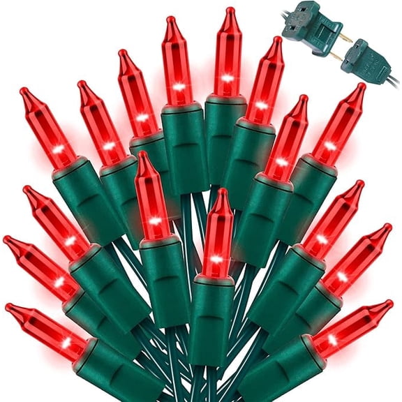 3 Pack LAMPHOME Red Incandescent Mini Christmas Lights, 100 Bulbs 21.6FT, UL Certified Indoor Outdoor Holiday Decor