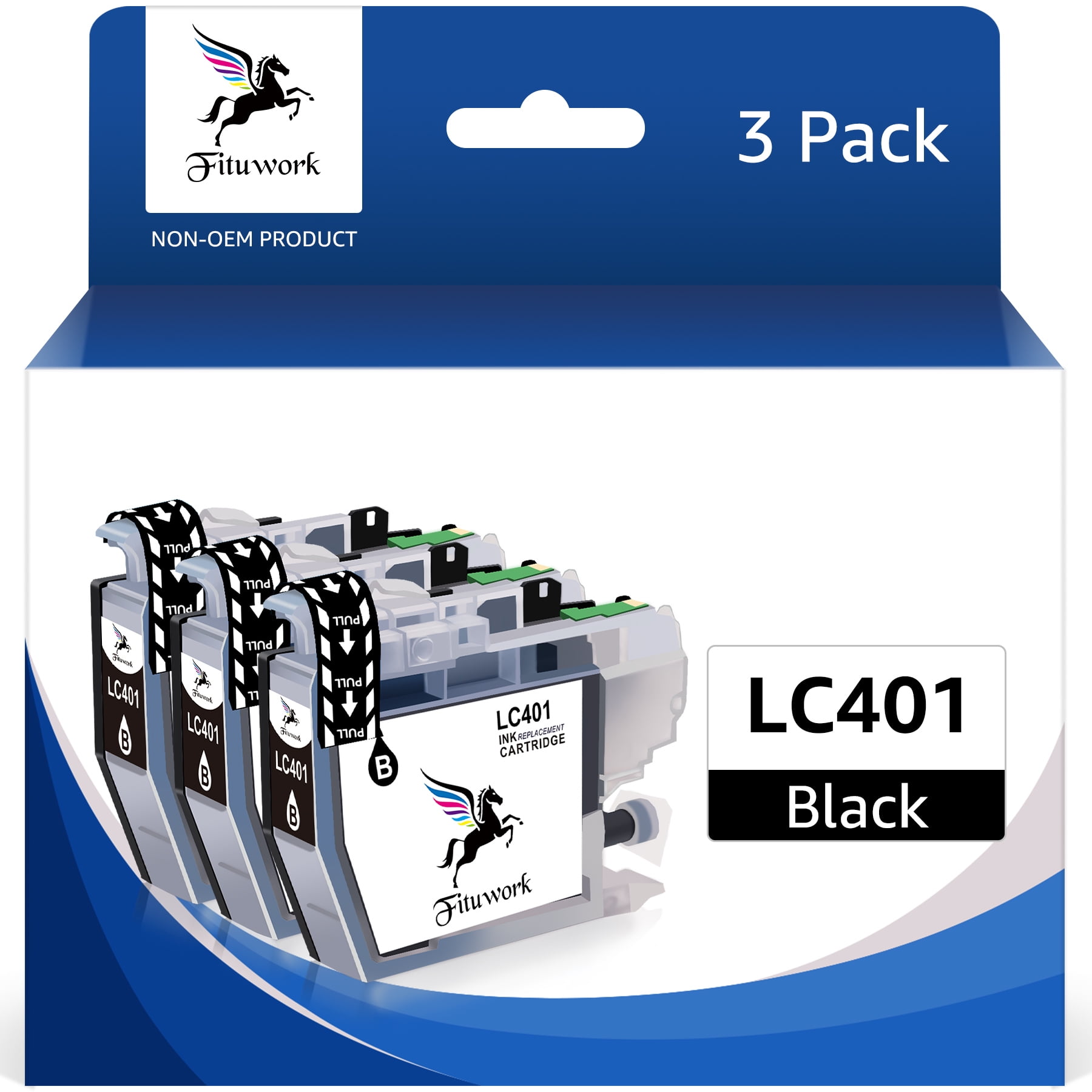 3-Pack LC401 Black Ink Cartridges Compatible for Brother LC 401 LC401 ...