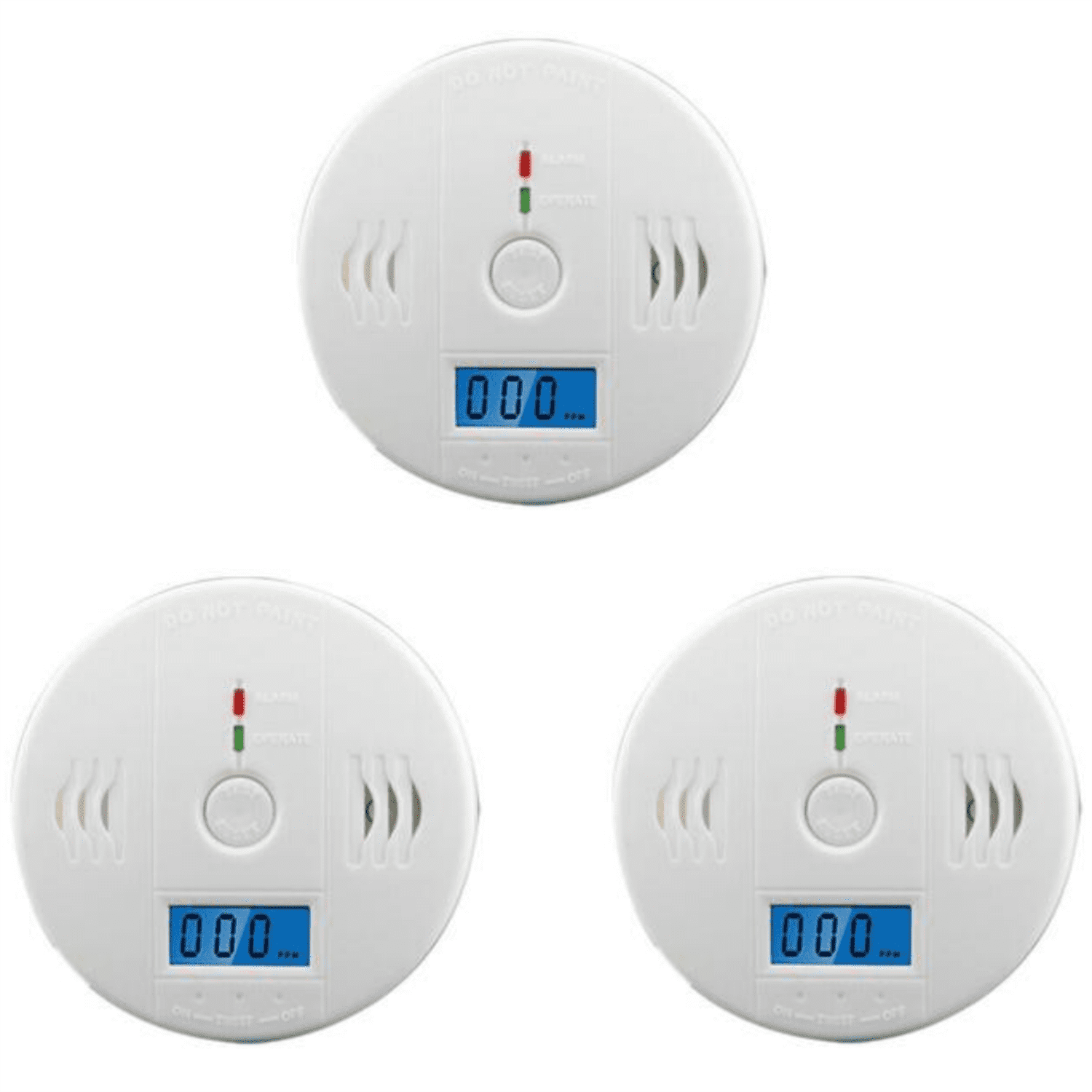3 Pack LCD Display CO Carbon Monoxide Gas Detector Device Home Safety Alarm Detector