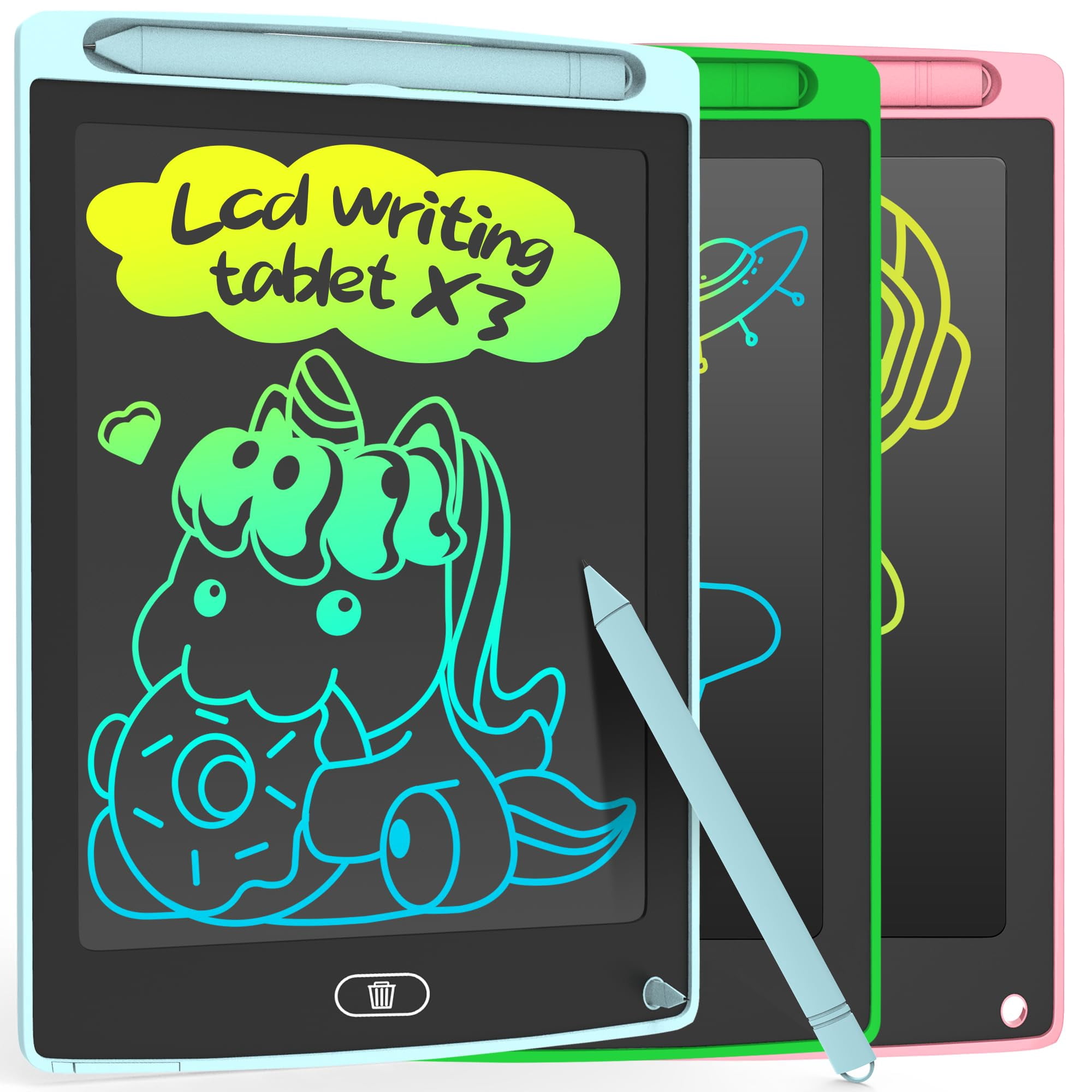 Stf Writing 3 Pack LCD Writing STF9 Tablet, Colorful Toddler Drawing Doodle Board ...