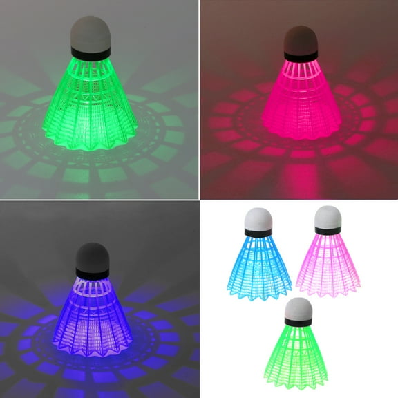 3 Pack LED Badminton Shuttlecocks, Sport Plastic Shuttlecocks -Stable & Durable Sports Training Balls In/Outdoor Games