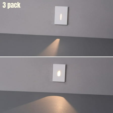 3 Pack LED Vertical 5CCT Step Lights, Replaceable Magnetic Faceplat Indoor Stair Light, Dimmable, White