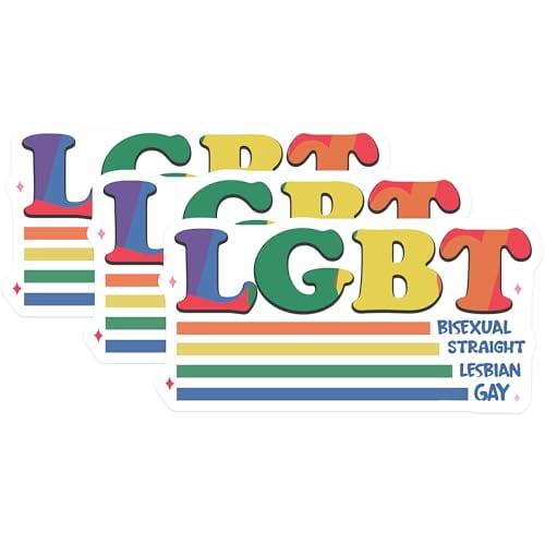 (3 Pack) LGBT Pride Decals - Bisexual Gay Lesbian - Straight Decal- 3 Inches On Longest Side - Easy Peel & Apply - Made in USA - 3MCS5352