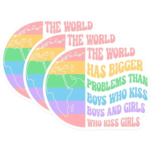 (3 Pack) LGBTQ Decals - Rainbow Planet Decal - Equality Laptop Decals - 3 Inches On Longest Side - Easy Peel & Apply - Made in USA - 3MCS0573