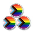 thumbnail image 1 of 3 Pack - LGBTQ+ Progressive Pride Flag Light Up / Blinking Pinback Button - 2 Inch, 1 of 5