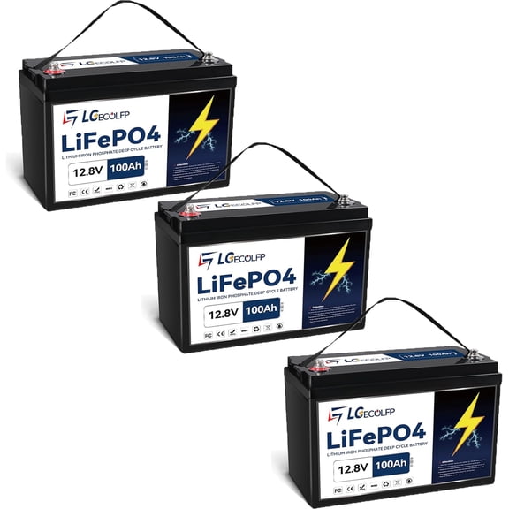3 Pack LGECOLFP 12v 100ah Lithium Lifepo4 Battery 12 Volt for rv Solar Home Storage trolling Motor