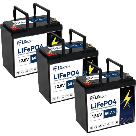 3 Pack LGECOLFP 12v 50ah Lithium Lifepo4 Battery 12 Volt for rv Solar Home Storage trolling Motor