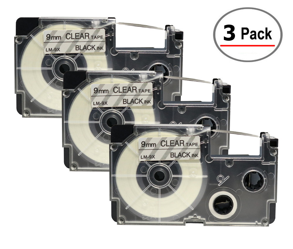 3/Pack LM Tapes Premium Compatible with Casio XR9X 3/8 In Black on ...